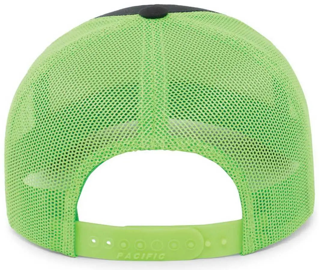 Pacific Headwear 105P Perforated 5 Panel Trucker Snapback Cap - Navy Neon Green Navy - Navy Green / 7’’ 7 7/8’’