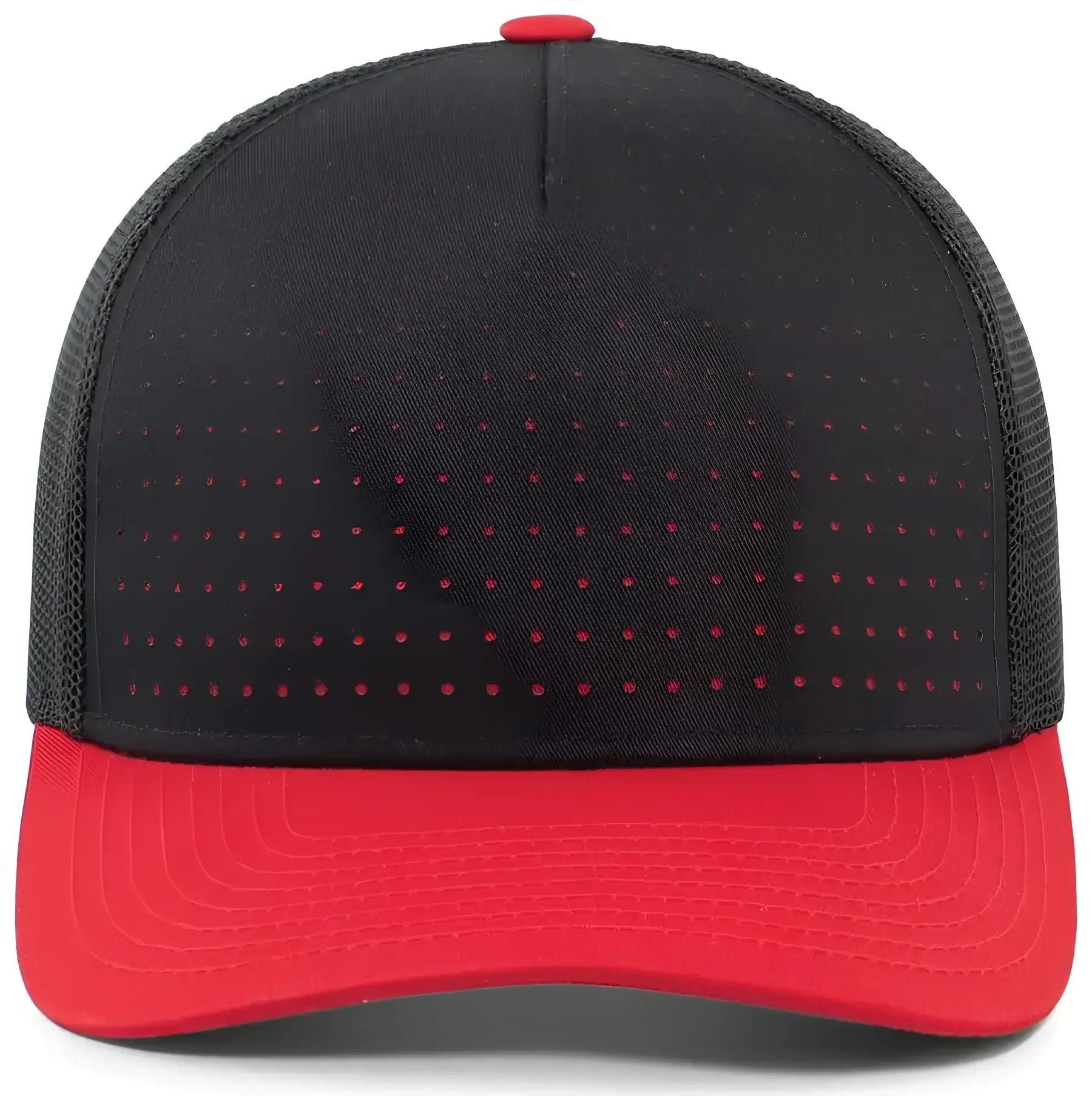 Pacific Headwear 105P Perforated 5 Panel Trucker Snapback Cap - Navy Red - Navy Red / 7’’ 7 7/8’’