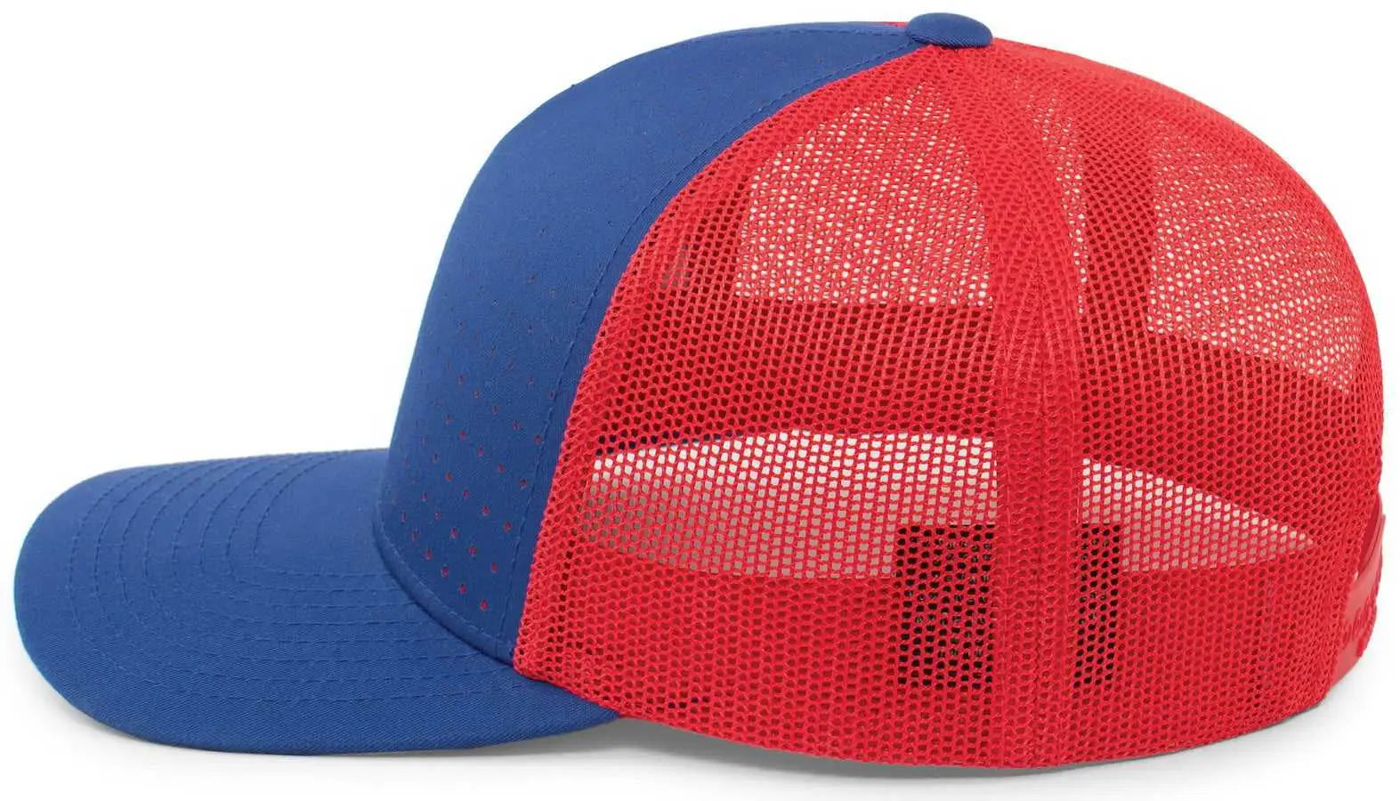Pacific Headwear 105P Perforated 5 Panel Trucker Snapback Cap - Royal Red Royal - Royal Red / 7’’ 7 7/8’’