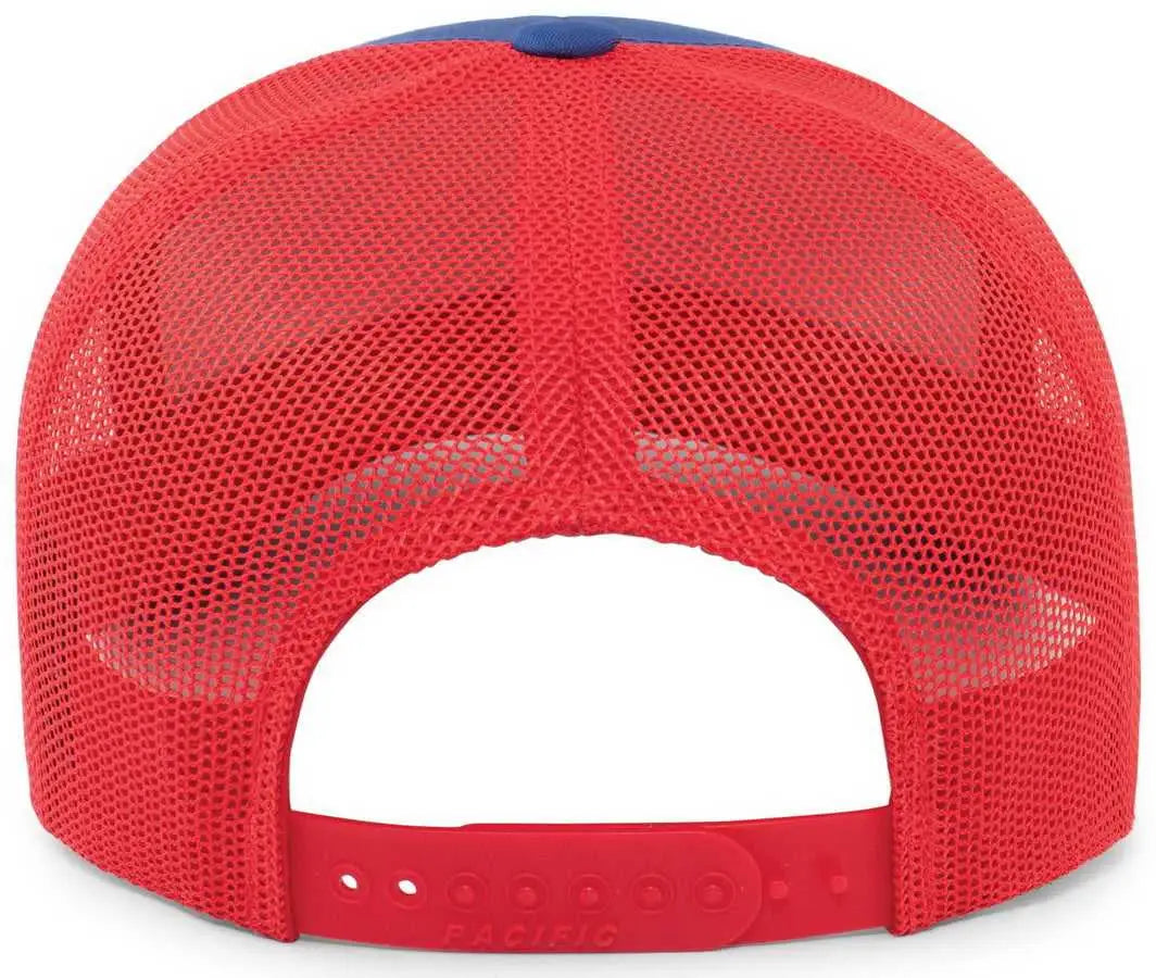 Pacific Headwear 105P Perforated 5 Panel Trucker Snapback Cap - Royal Red Royal - Royal Red / 7’’ 7 7/8’’