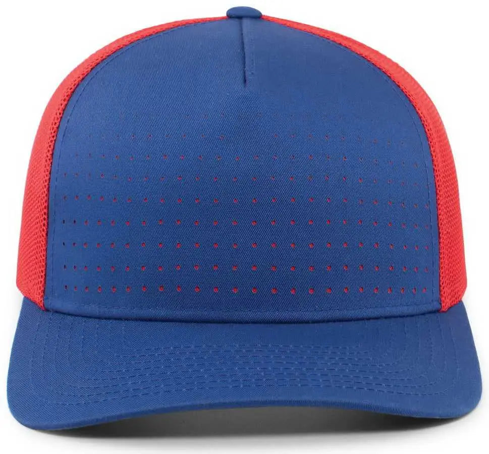 Pacific Headwear 105P Perforated 5 Panel Trucker Snapback Cap - Royal Red Royal - Royal Red / 7’’ 7 7/8’’