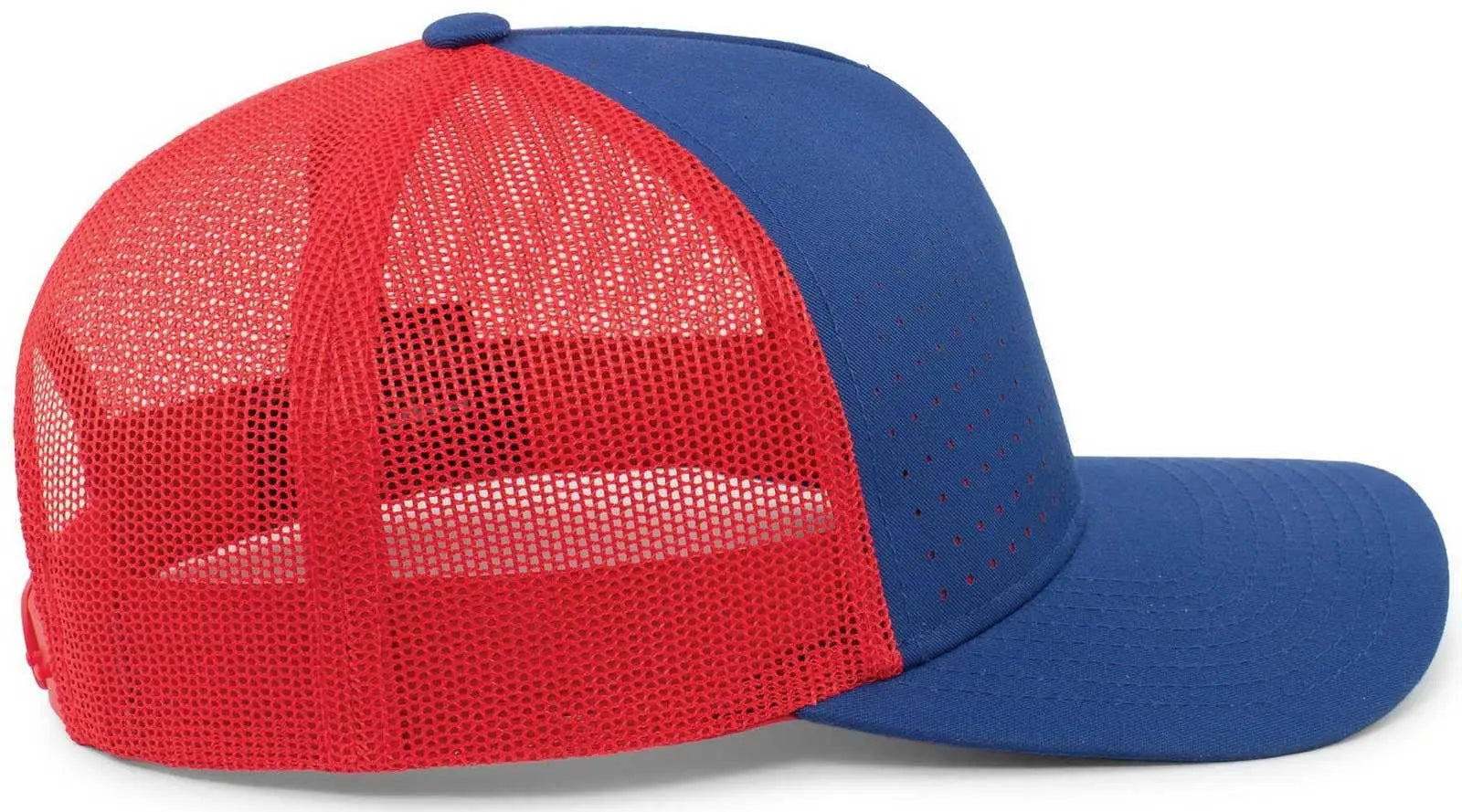Pacific Headwear 105P Perforated 5 Panel Trucker Snapback Cap - Royal Red Royal - Royal Red / 7’’ 7 7/8’’