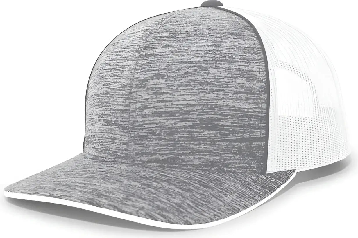 Pacific Headwear 106C Aggressive Heather Trucker Snapback Cap - Graphite Heather White - Dark Gray White / 7’’ - 7 7/8’’