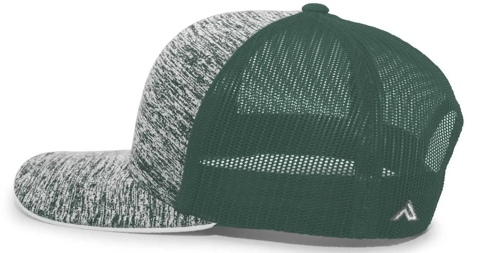 Pacific Headwear 106C Aggressive Heather Trucker Snapback Cap - Dark Green Dark Green - Forest / 7’’ - 7 7/8’’