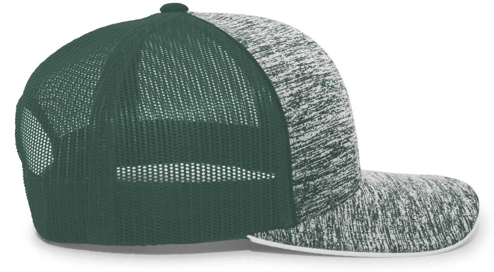 Pacific Headwear 106C Aggressive Heather Trucker Snapback Cap - Dark Green Dark Green - Forest / 7’’ - 7 7/8’’