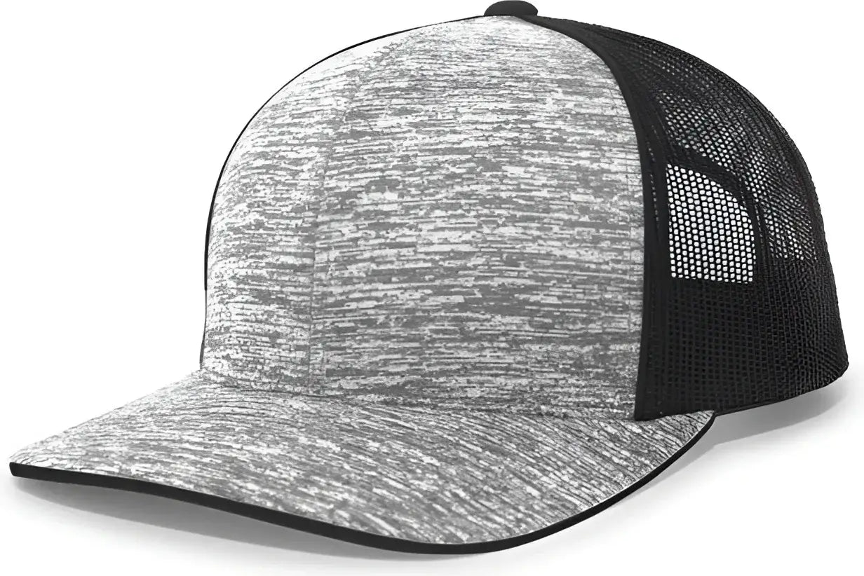 Pacific Headwear 106C Aggressive Heather Trucker Snapback Cap - Graphite Lite Charcoal - Gray Dark Gray / 7’’ - 7 7/8’’
