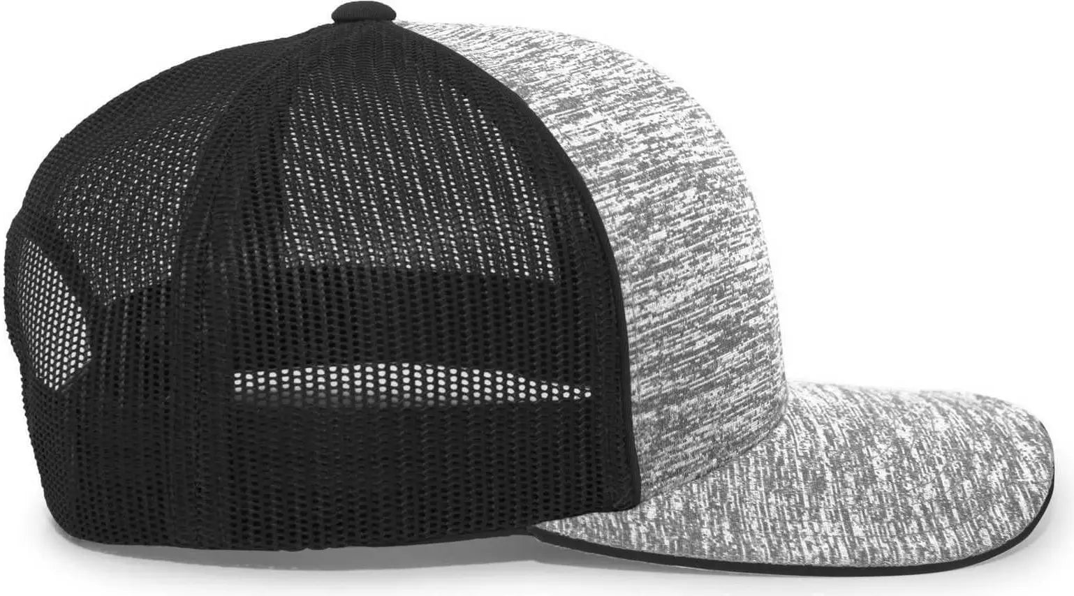 Pacific Headwear 106C Aggressive Heather Trucker Snapback Cap - Graphite Lite Charcoal - Gray Dark Gray / 7’’ - 7 7/8’’