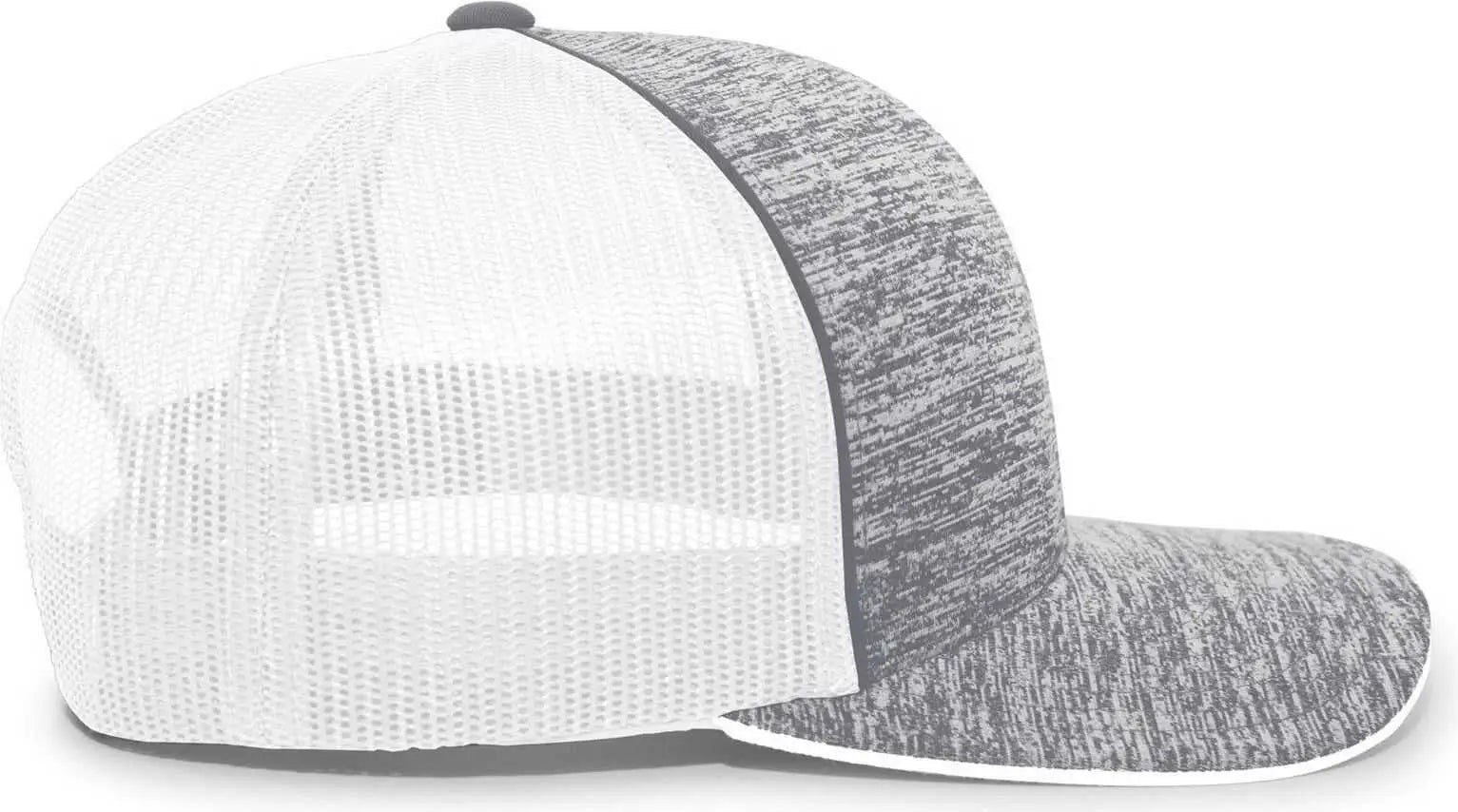 Pacific Headwear 106C Aggressive Heather Trucker Snapback Cap - Graphite Heather White - Dark Gray White / 7’’ - 7 7/8’’