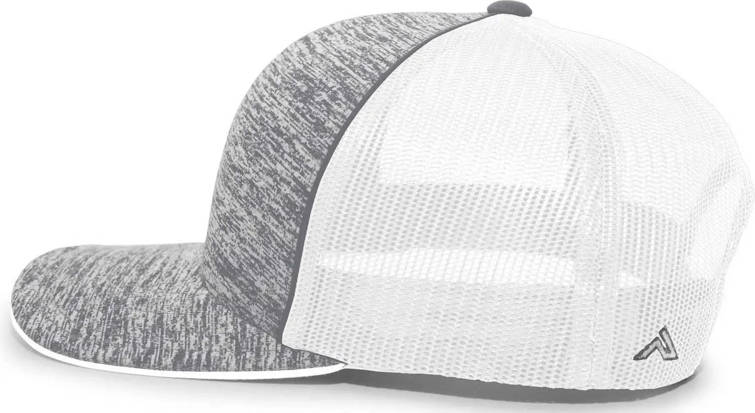 Pacific Headwear 106C Aggressive Heather Trucker Snapback Cap - Graphite Heather White - Dark Gray White / 7’’ - 7 7/8’’