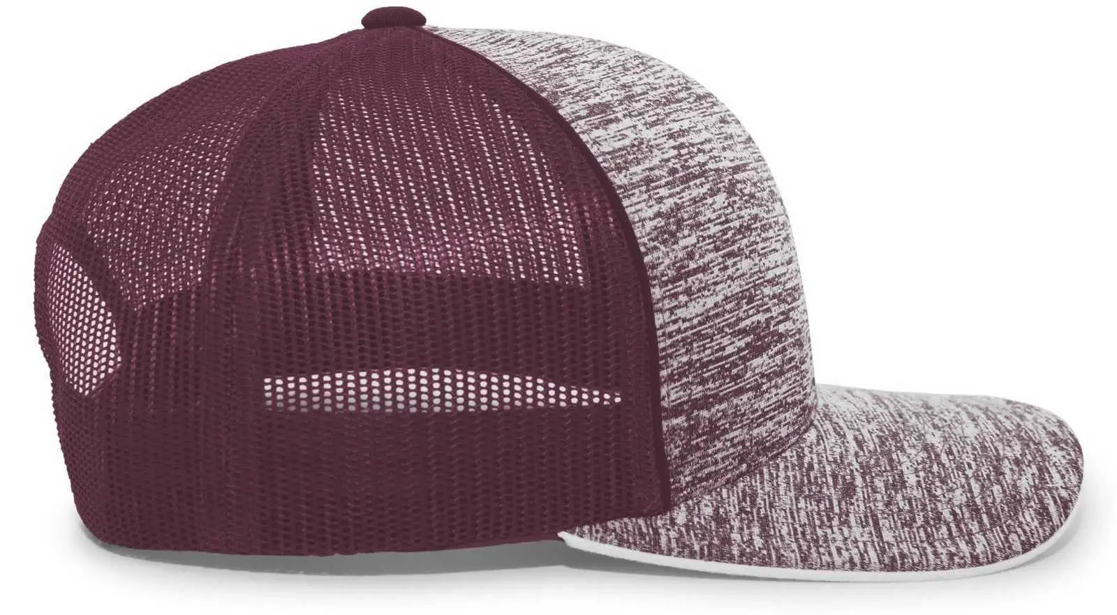 Pacific Headwear 106C Aggressive Heather Trucker Snapback Cap - Maroon Maroon - Maroon / 7’’ - 7 7/8’’