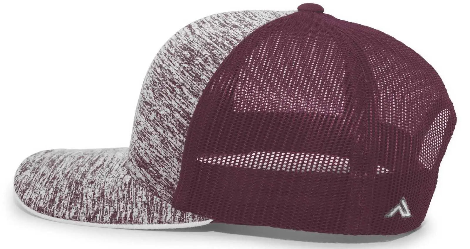 Pacific Headwear 106C Aggressive Heather Trucker Snapback Cap - Maroon Maroon - Maroon / 7’’ - 7 7/8’’