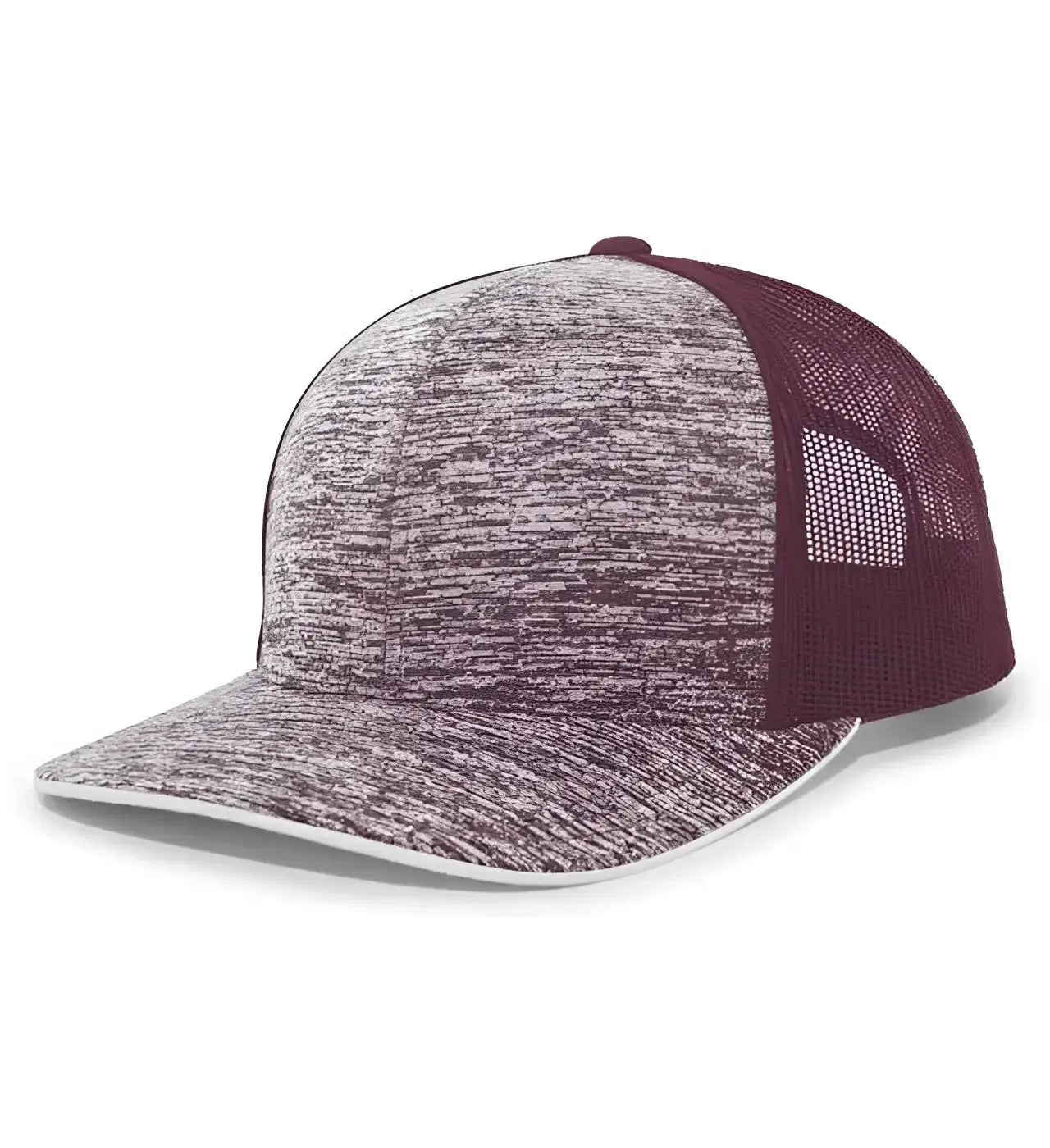 Pacific Headwear 106C Aggressive Heather Trucker Snapback Cap - Maroon Maroon - Maroon / 7’’ - 7 7/8’’
