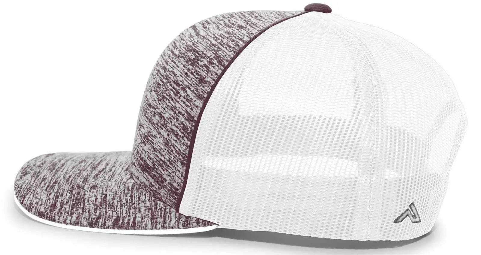 Pacific Headwear 106C Aggressive Heather Trucker Snapback Cap - Maroon Heather White - Maroon White / 7’’ - 7 7/8’’