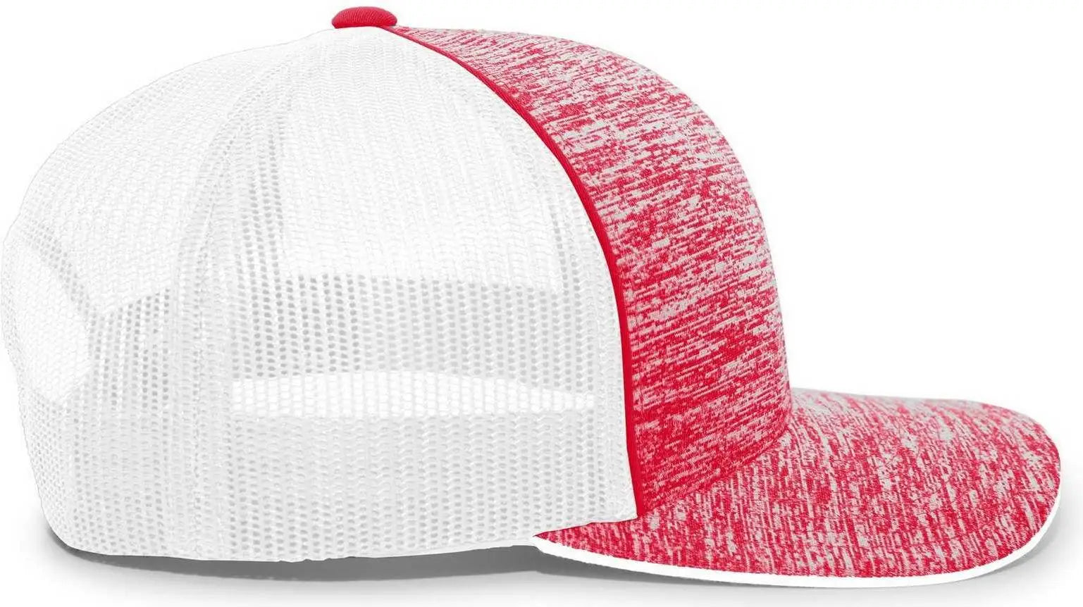 Pacific Headwear 106C Aggressive Heather Trucker Snapback Cap - Red Heather White - Red White / 7’’ - 7 7/8’’