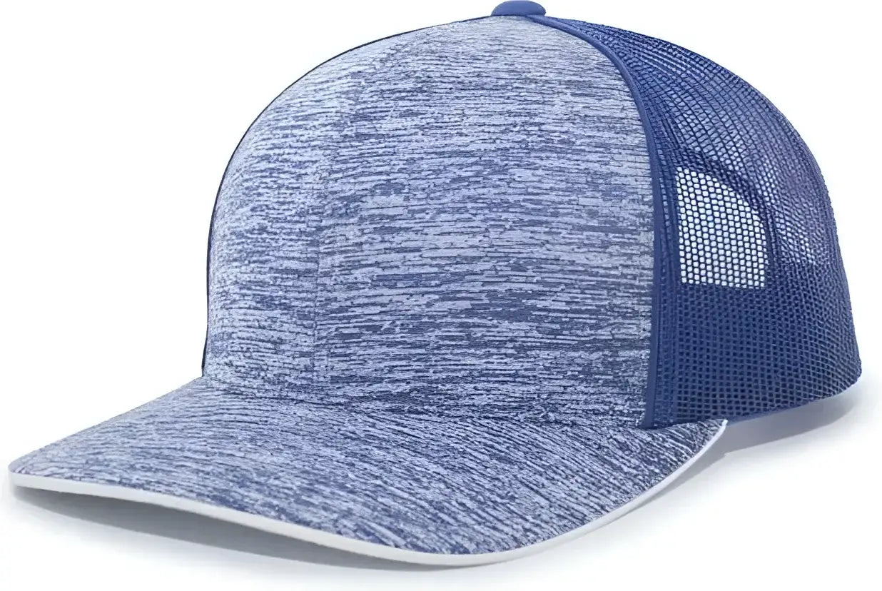 Pacific Headwear 106C Aggressive Heather Trucker Snapback Cap - Royal Royal - Royal / 7’’ - 7 7/8’’