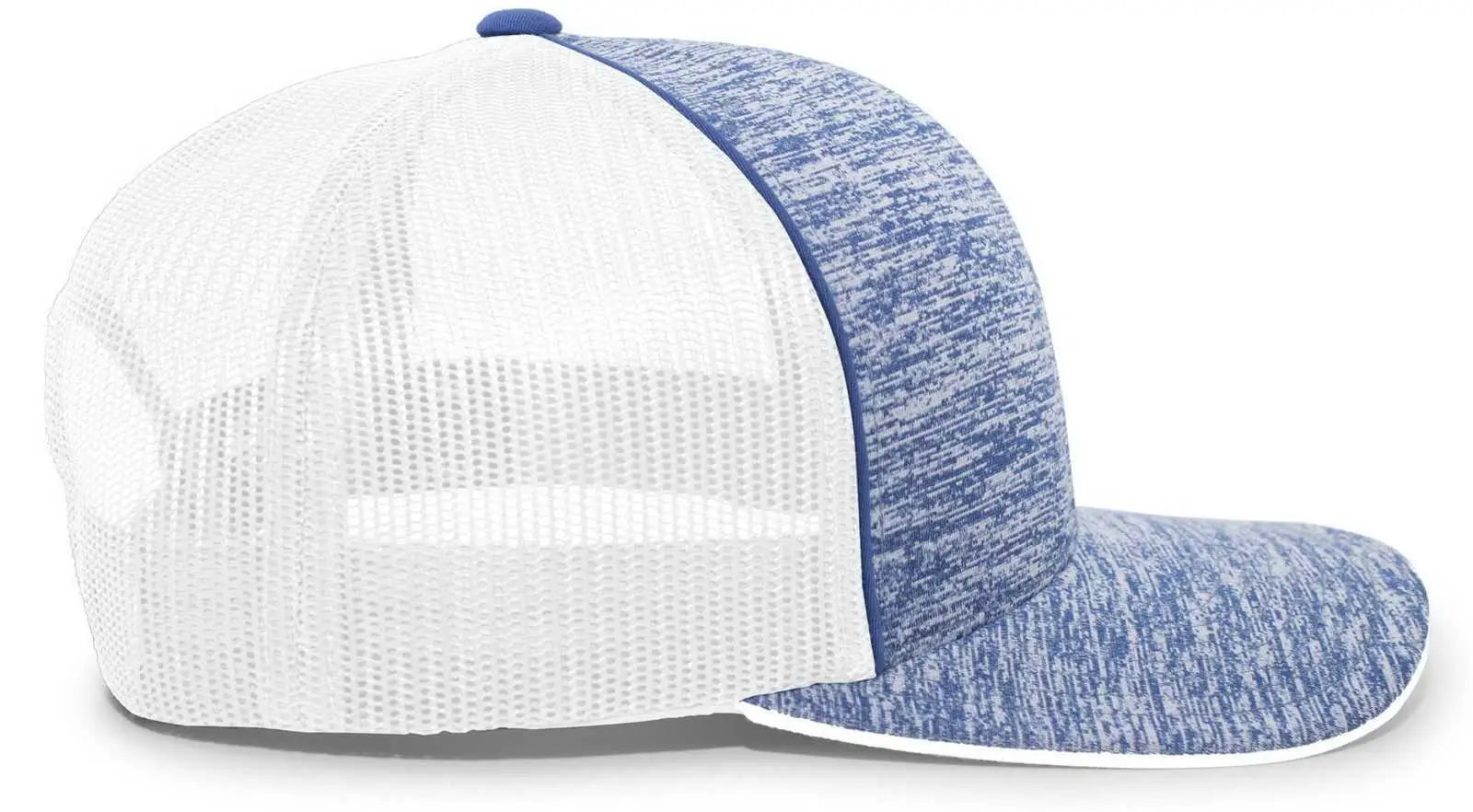 Pacific Headwear 106C Aggressive Heather Trucker Snapback Cap - Royal Heather White - Royal White / 7’’ - 7 7/8’’