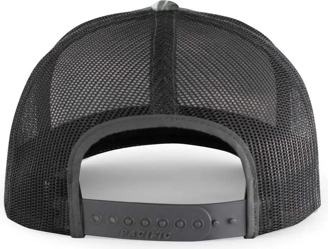 Pacific Headwear 107C Elements Agua Camo Trucker Snapback Cap - Elements Blacktip Lt Charcoal - Mossy Oak Dark Gray