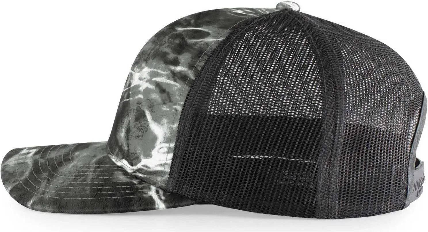 Pacific Headwear 107C Elements Agua Camo Trucker Snapback Cap - Elements Blacktip Lt Charcoal - Mossy Oak Dark Gray
