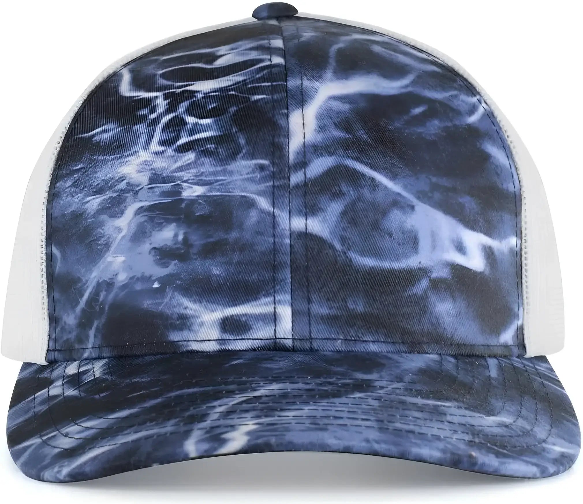 Pacific Headwear 107C Elements Agua Camo Trucker Snapback Cap - Elements Bluefin White - Mossy Oak White / 7’’ - 7 7/8’’