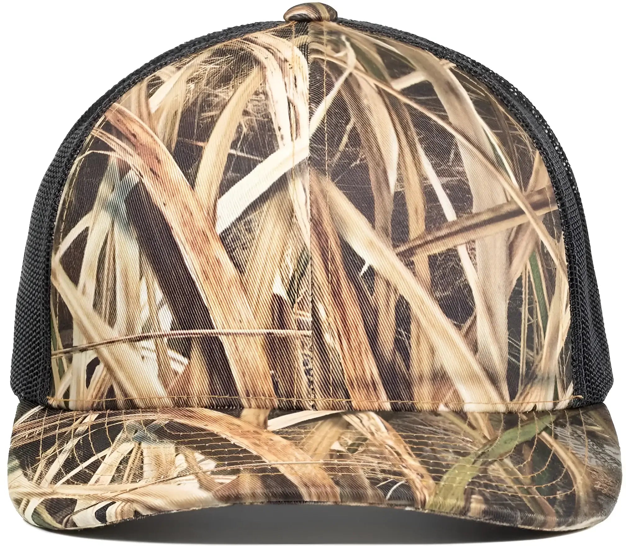 Pacific Headwear 108C Camo Snapback Trucker Cap - Shadow Grass Blades Light Charcoal - Shadow Grass Blades Light