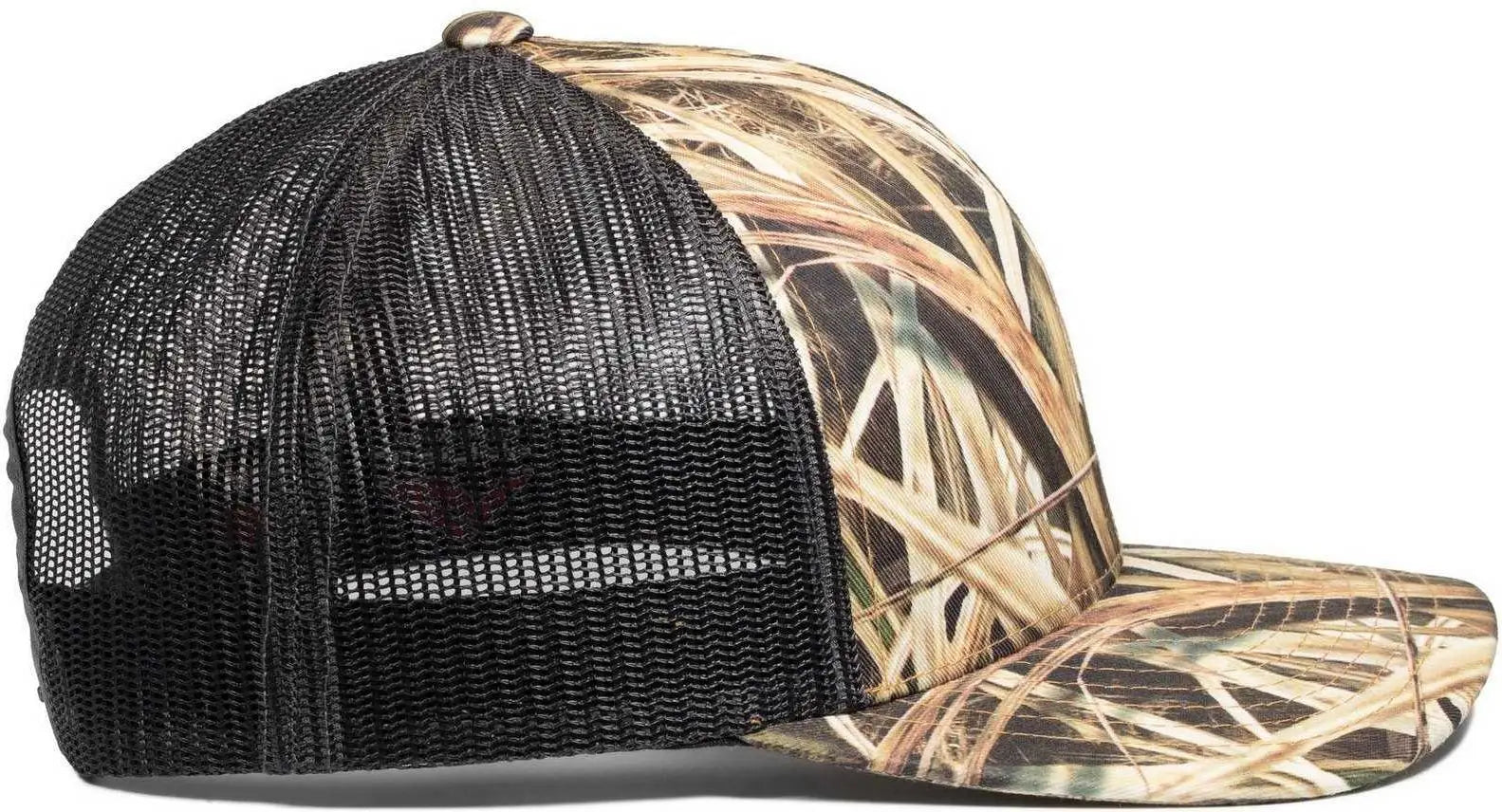 Pacific Headwear 108C Camo Snapback Trucker Cap - Shadow Grass Blades Light Charcoal - Shadow Grass Blades Light