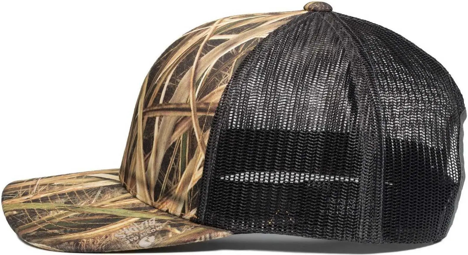 Pacific Headwear 108C Camo Snapback Trucker Cap - Shadow Grass Blades Light Charcoal - Shadow Grass Blades Light