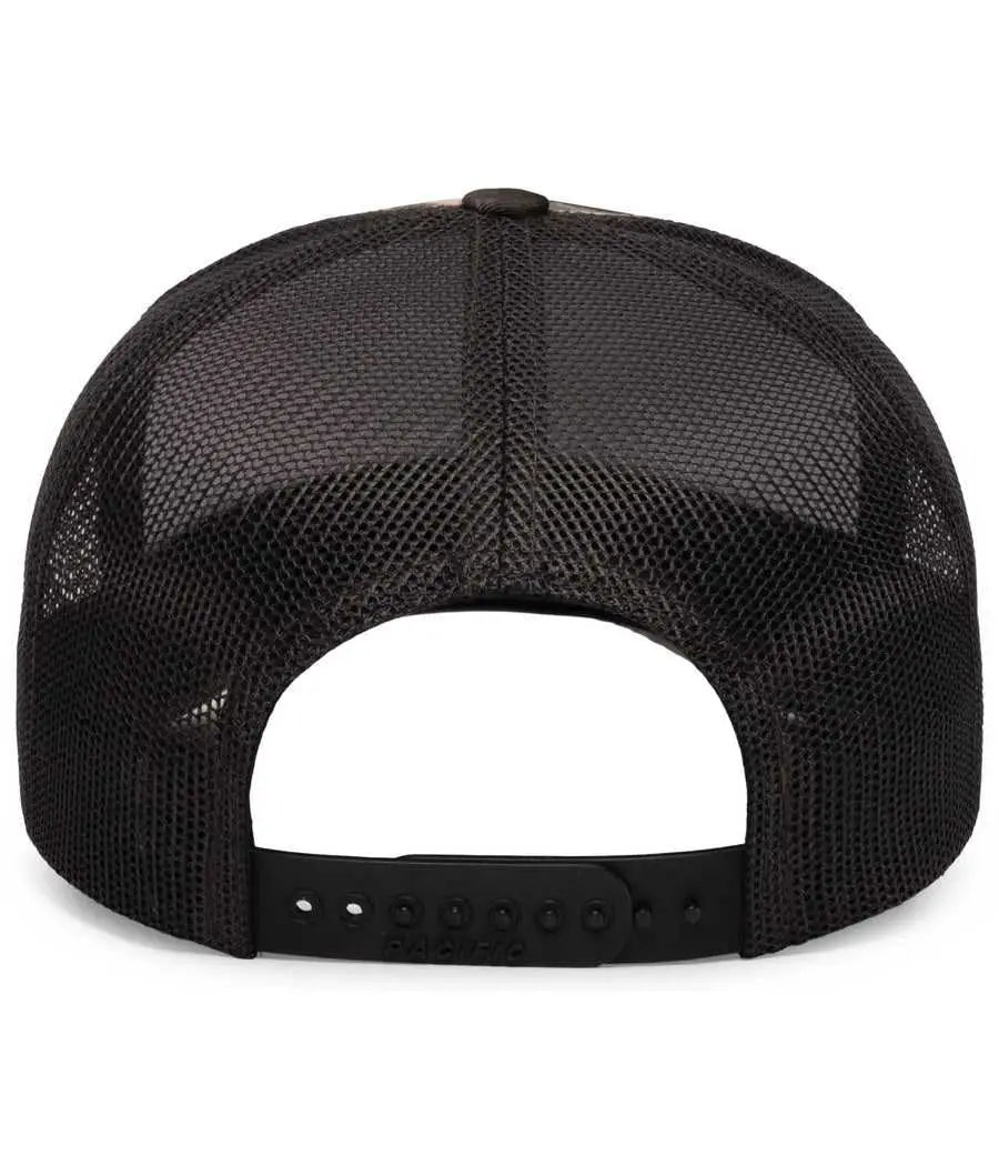 Pacific Headwear 108C Camo Snapback Trucker Cap - Terra Gila Light Charcoal Terra Gila - Mossy Oak Dark Gray / 7’’ 7