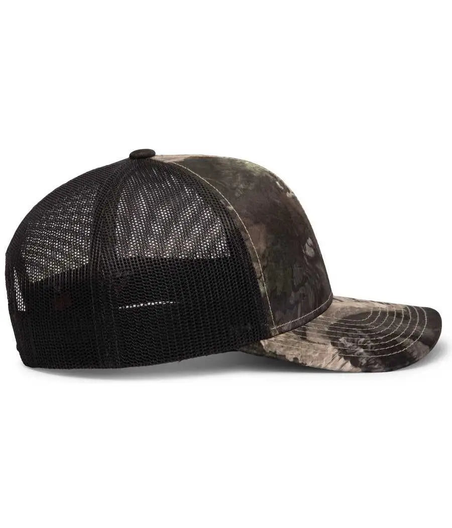 Pacific Headwear 108C Camo Snapback Trucker Cap - Terra Gila Light Charcoal Terra Gila - Mossy Oak Dark Gray / 7’’ 7