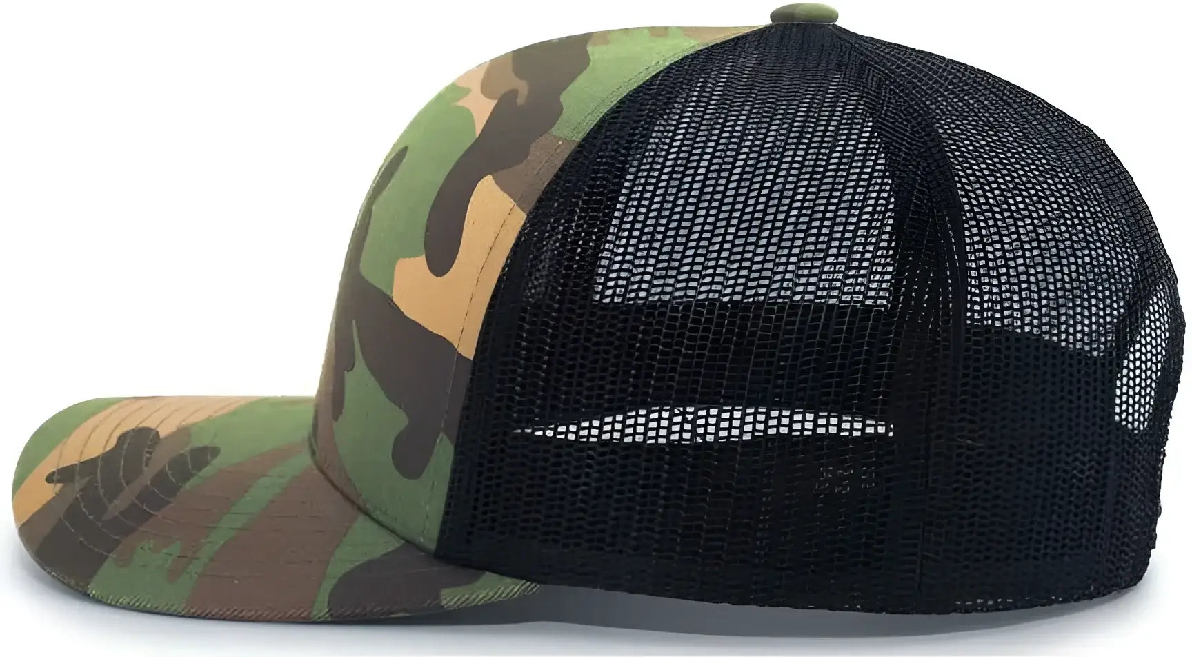 Pacific Headwear 108C Camo Trucker Snapback Cap - Army Black - Green Black / 7’’ - 7 7/8’’