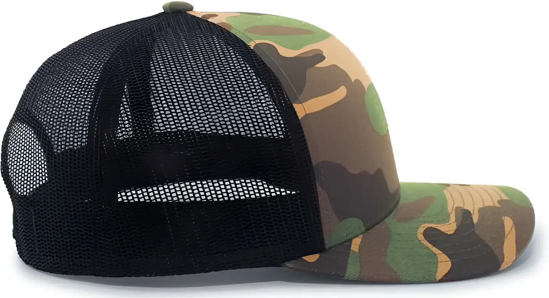Pacific Headwear 108C Camo Trucker Snapback Cap - Army Black - Green Black / 7’’ - 7 7/8’’