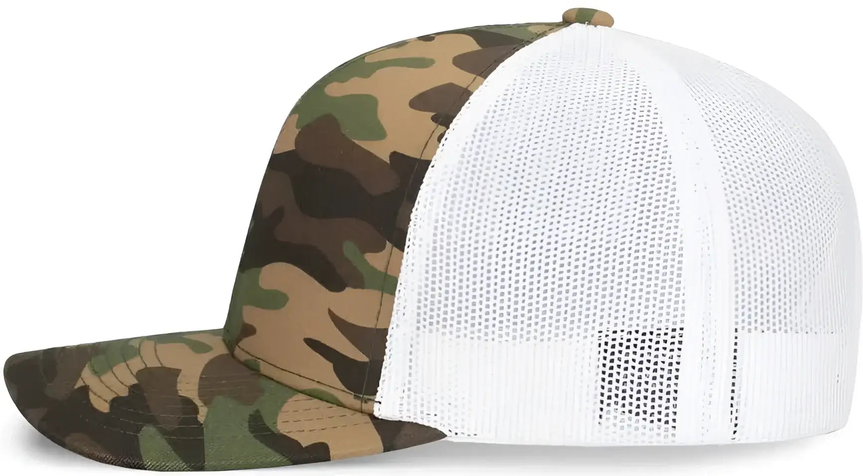 Pacific Headwear 108C Camo Trucker Snapback Cap - Army White - Green White / 7’’ - 7 7/8’’