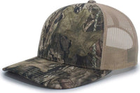 Pacific Headwear 108C Camo Trucker Snapback Cap Break Up Country Khaki Mossy Oak Khaki / 7’’ 7 7/8’’