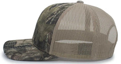 Pacific Headwear 108C Camo Trucker Snapback Cap Break Up Country Khaki Mossy Oak Khaki / 7’’ 7 7/8’’