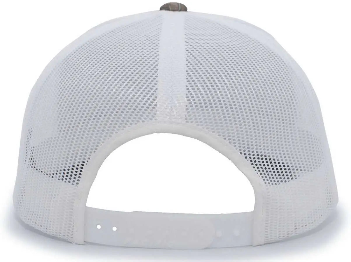 Pacific Headwear 108C Camo Trucker Snapback Cap - Break-Up Country White - Mossy Oak White / 7’’ - 7 7/8’’
