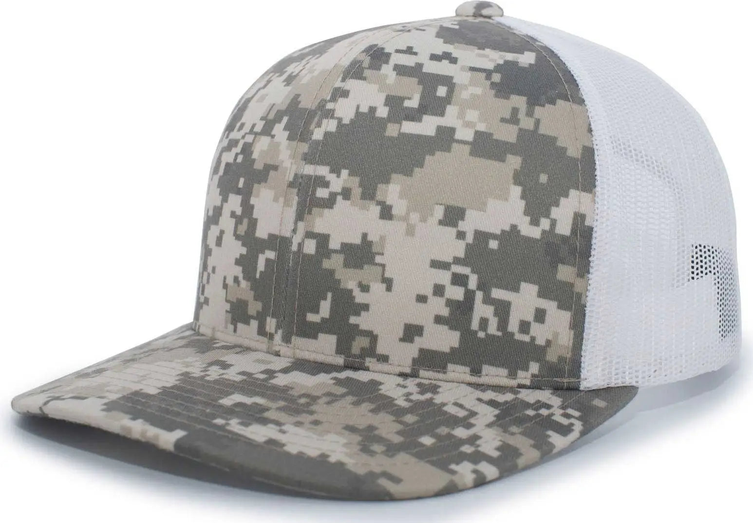 Pacific Headwear 108C Camo Trucker Snapback Cap - Desert White - Sand White / 7’’ - 7 7/8’’