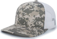 Pacific Headwear 108C Camo Trucker Snapback Cap - Desert White - Sand White / 7’’ - 7 7/8’’