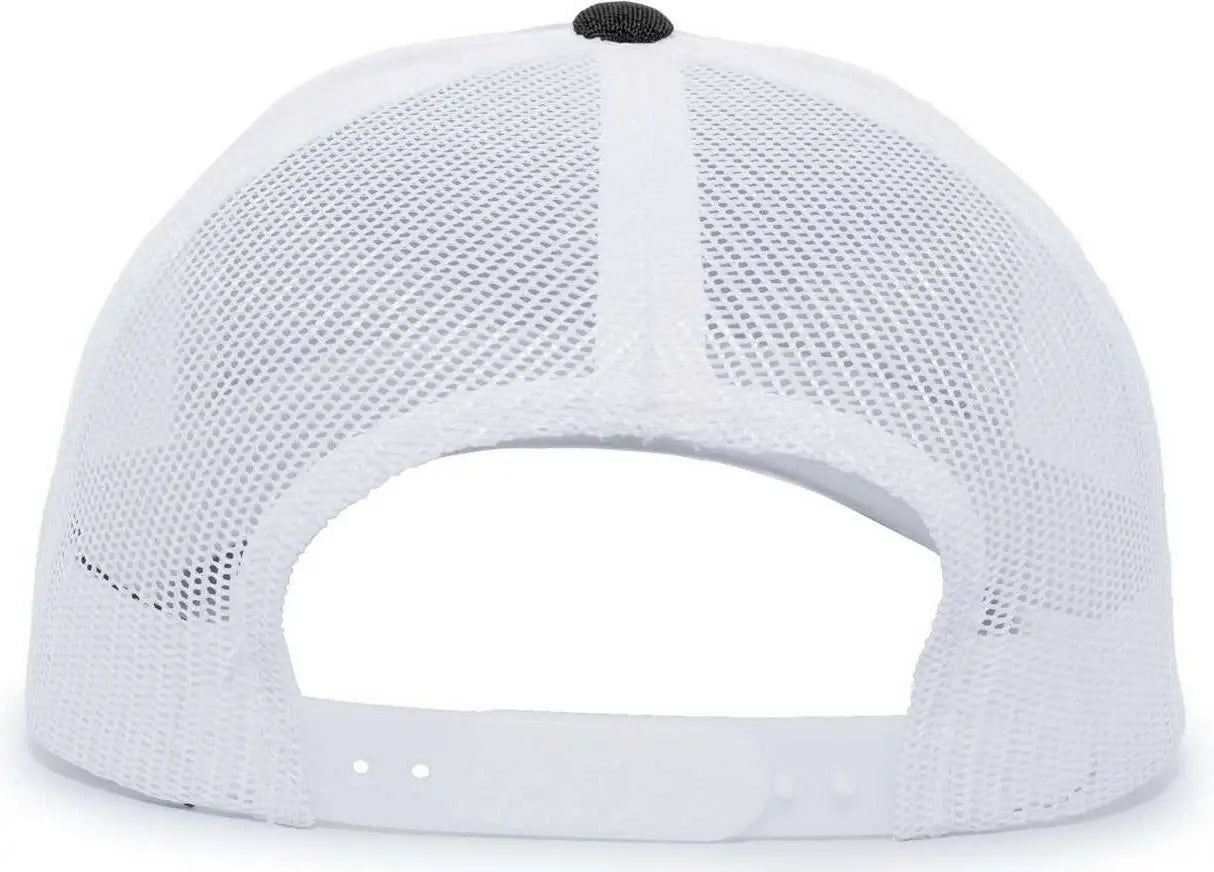 Pacific Headwear 110C Heather Trucker Snapback Cap - Black Heather White - Black White / 7’’ - 7 7/8’’