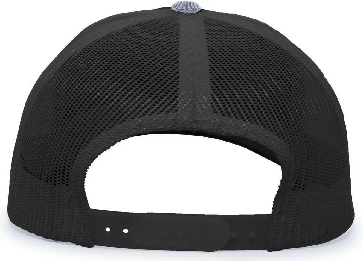 Pacific Headwear 110C Heather Trucker Snapback Cap - Gray Heather Black - Gray Black / 7’’ - 7 7/8’’