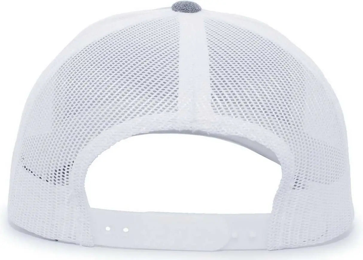 Pacific Headwear 110C Heather Trucker Snapback Cap - Gray Heather White - Gray White / 7’’ - 7 7/8’’