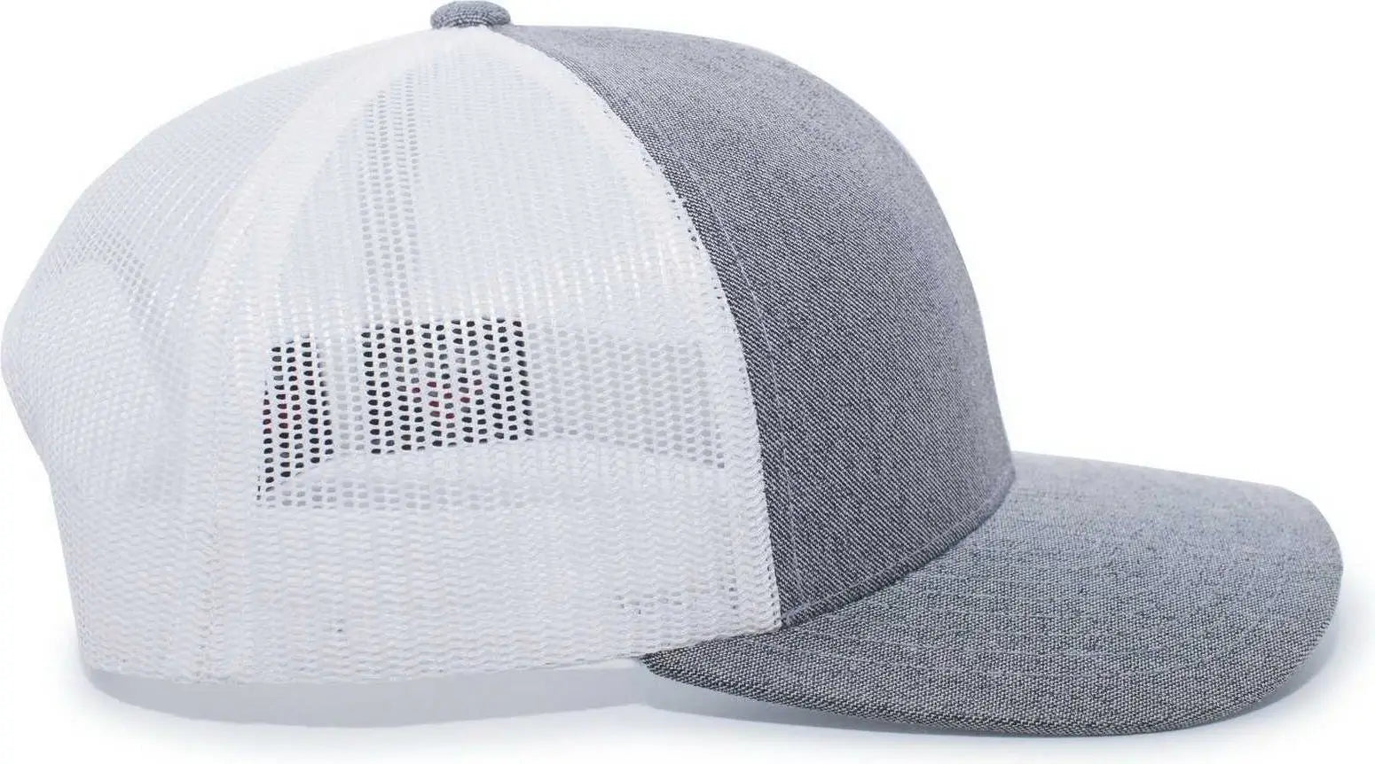 Pacific Headwear 110C Heather Trucker Snapback Cap - Gray Heather White - Gray White / 7’’ - 7 7/8’’