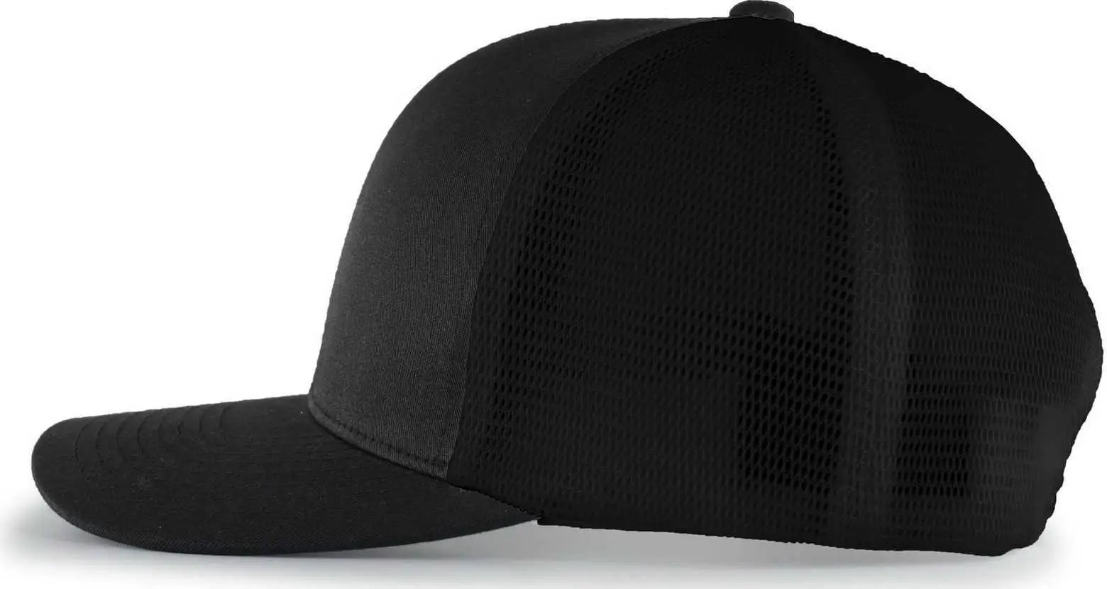 Pacific Headwear 110F Trucker Flexfit Snapback Cap - Black - Black / 7’’ - 7 7/8’’