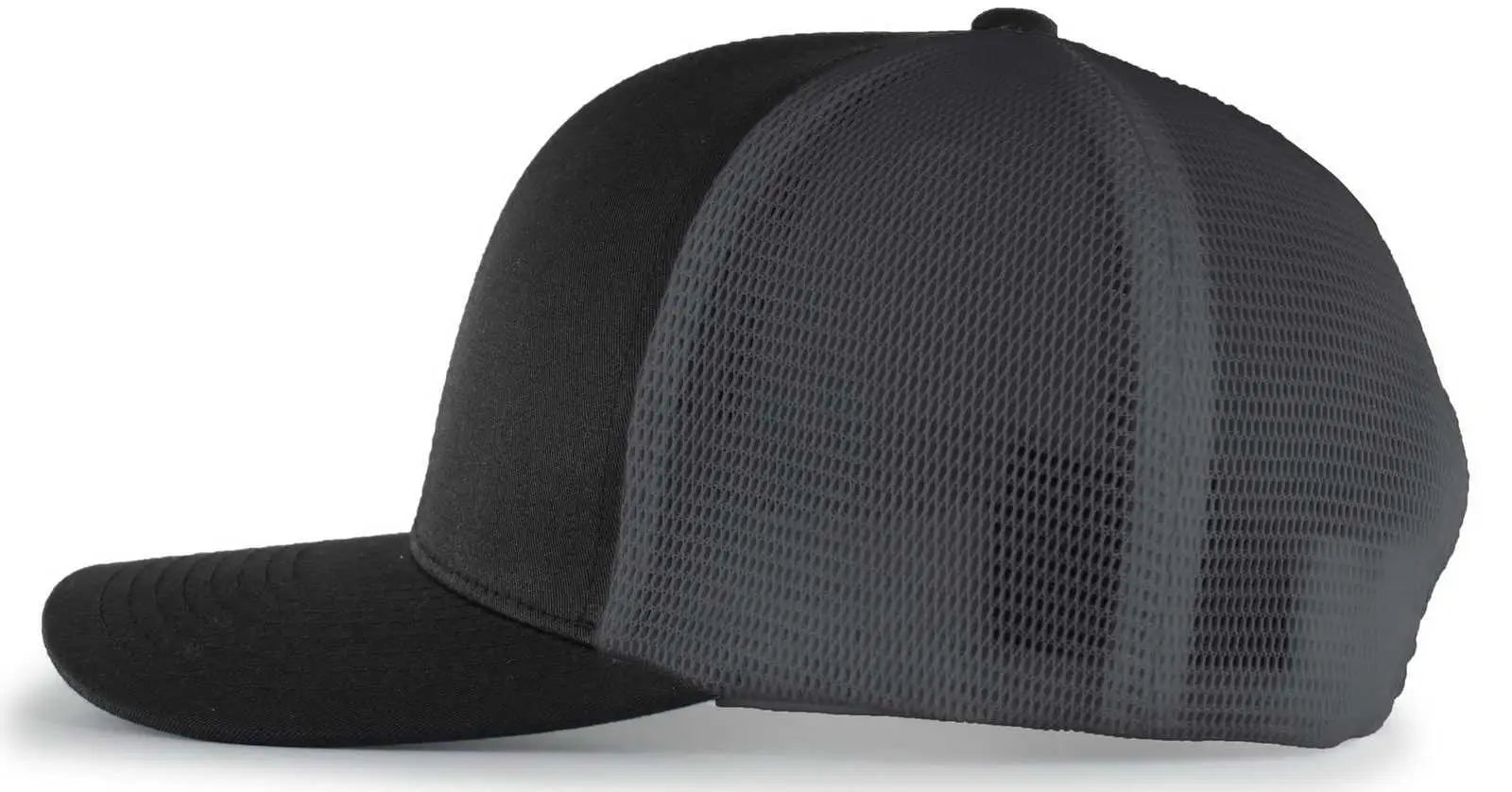 Pacific Headwear 110F Trucker Flexfit Snapback Cap - Black Graphite Black - Black Dark Gray / 7’’ - 7 7/8’’