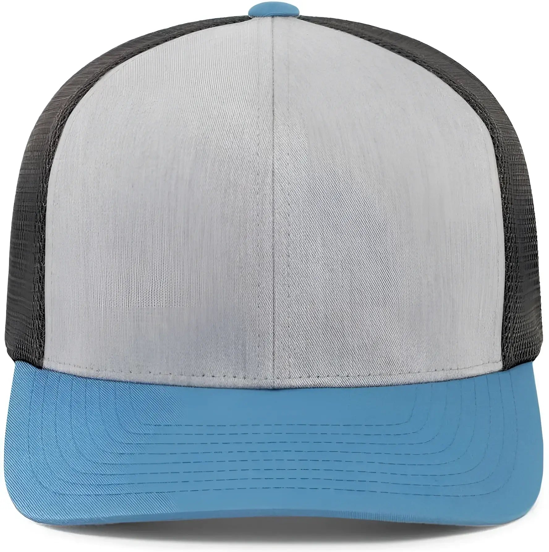 Pacific Headwear 110F Trucker Flexfit Snapback Cap - Heather Grey Lt Charcoal Ocean Blue - Gray Blue / 7’’ 7 7/8’’