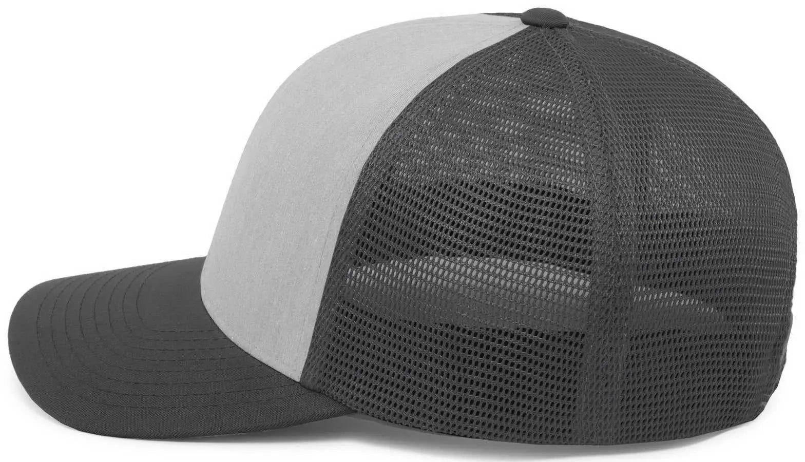 Pacific Headwear 110F Trucker Flexfit Snapback Cap - Heather Grey Lt Charcoal Lt Charcoal - Gray / 7’’ 7 7/8’’