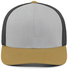 Pacific Headwear 110F Trucker Flexfit Snapback Cap Heather Grey Lt Charcoal Amber Gold Gray Gold / 7’’ 7 7/8’’