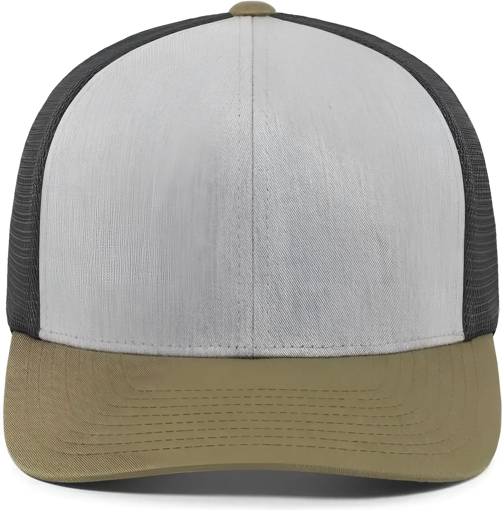 Pacific Headwear 110F Trucker Flexfit Snapback Cap - Heather Grey Lt Charcoal Moss Green - Gray Olive / 7’’ 7 7/8’’