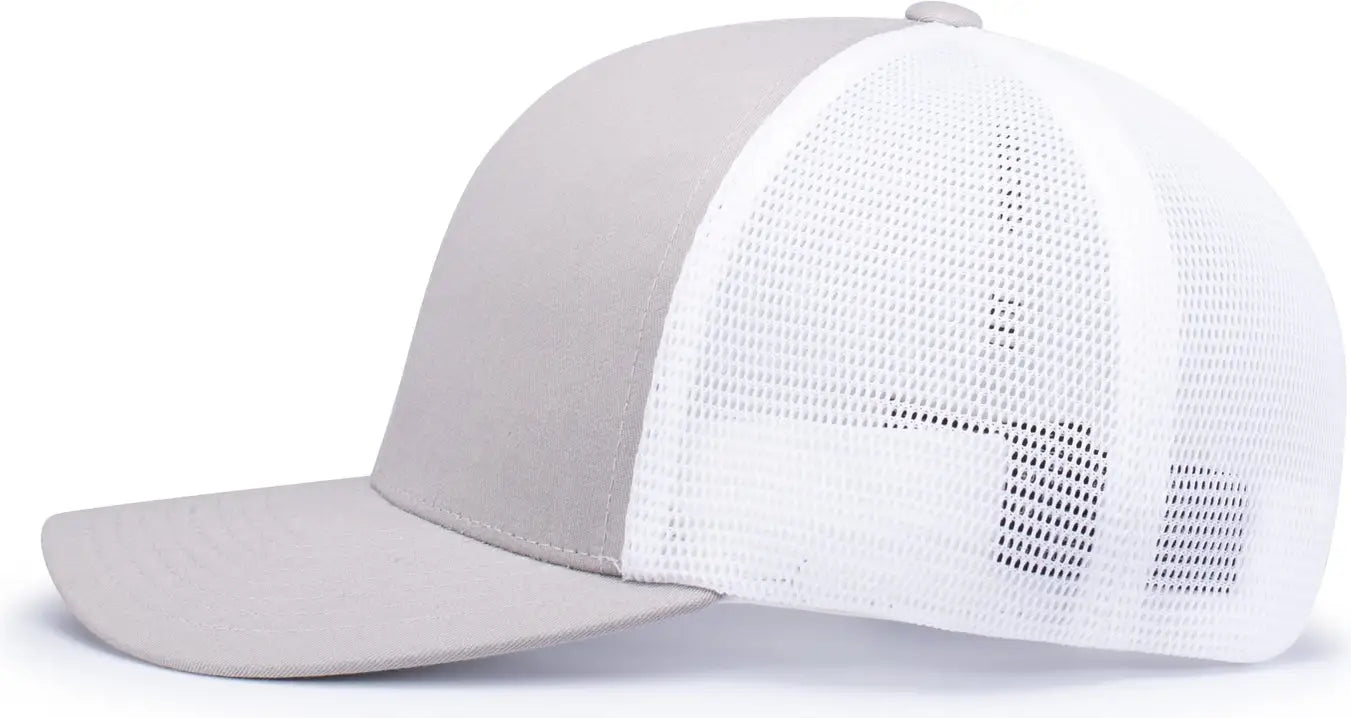 Pacific Headwear 110F Trucker Flexfit Snapback Cap - Silver White Silver - Light Gray White Light Gray / OS