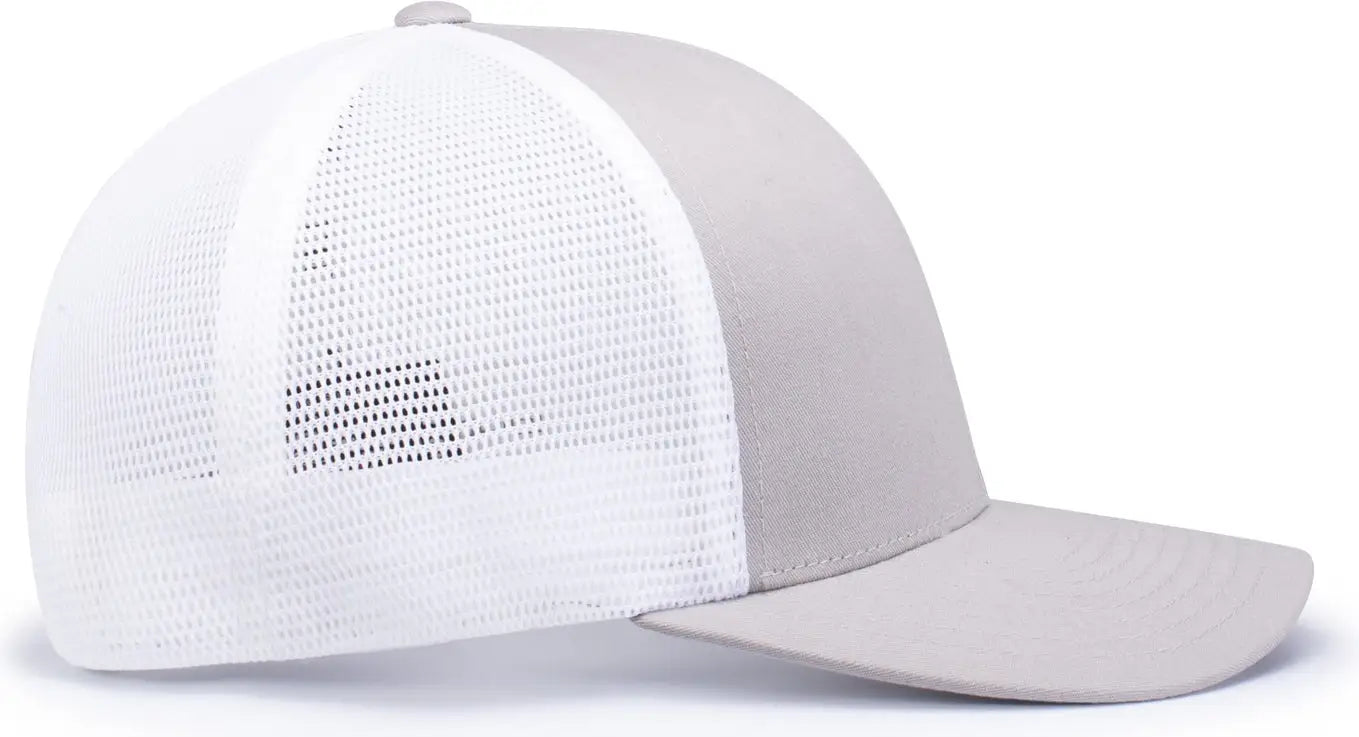 Pacific Headwear 110F Trucker Flexfit Snapback Cap - Silver White Silver - Light Gray White Light Gray / OS