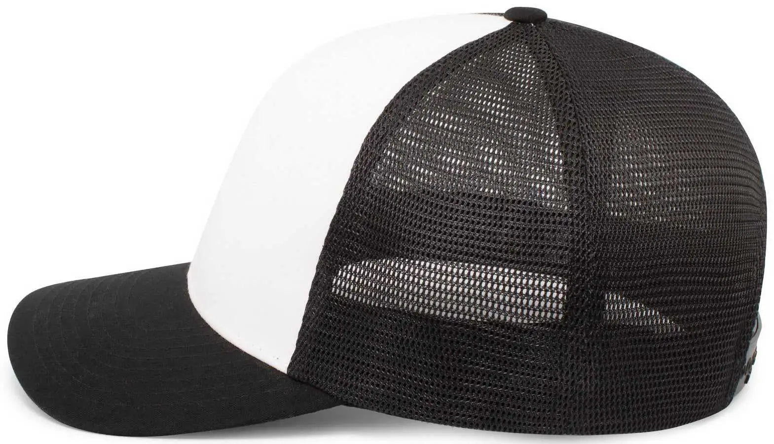 Pacific Headwear 110F Trucker Flexfit Snapback Cap - White Black Black - White Black / 7’’ 7 7/8’’