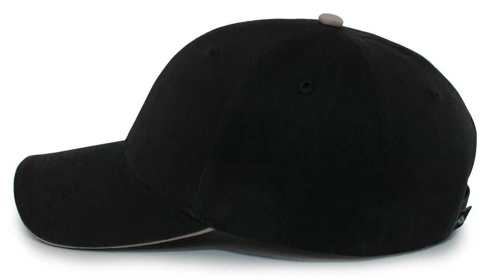 Pacific Headwear 121C Brushed Cotton Sandwich Visor Hook-and-Loop Cap - Black Khaki - Black Khaki / 7’’ - 7 7/8’’